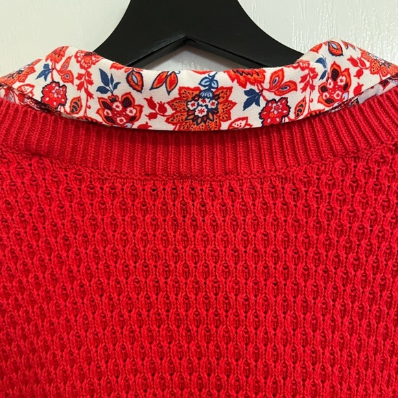 JASON WU  sweater with button in collar red women’s floral XL X-Large - Picture 7 of 7